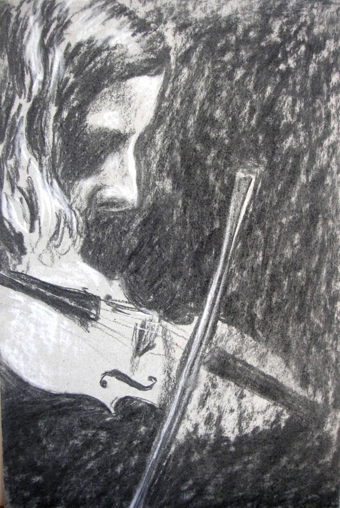 Aoife Granville, charcoal sketch, 24 x 16cm, image