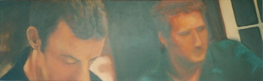 Mick & Des, oil on board, image