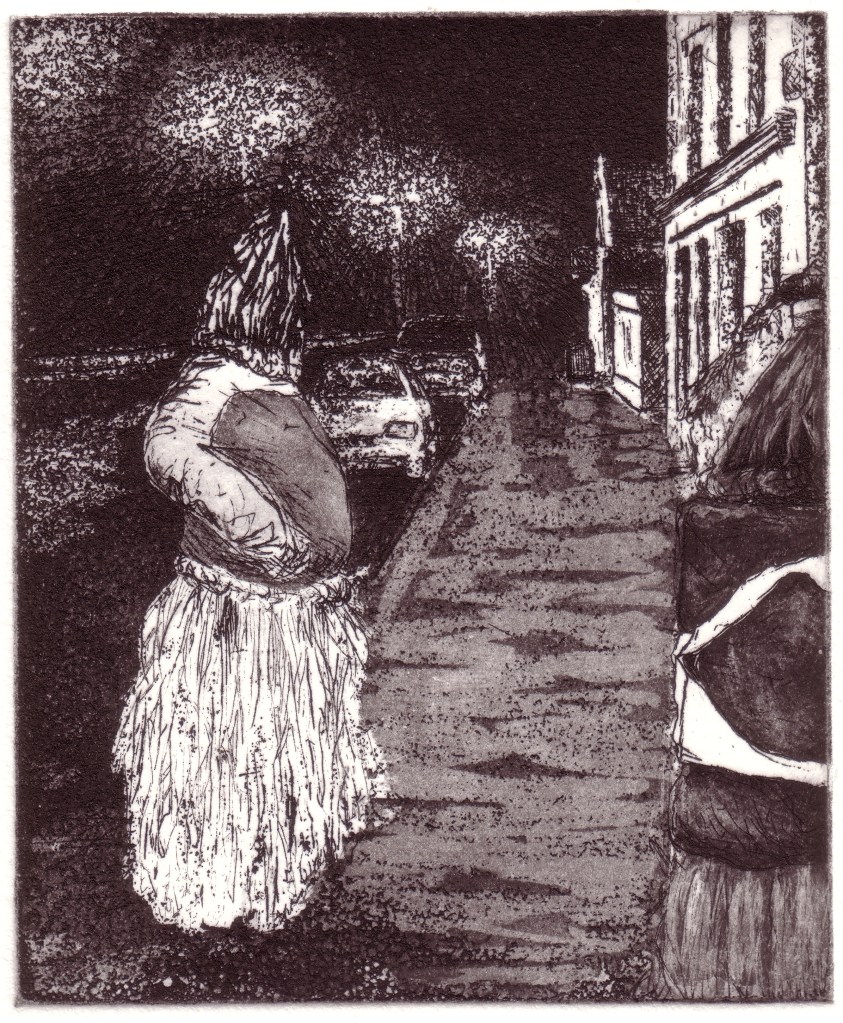 Dreoilín Báite, copperplate etching, plate size 12 x 9.5cm, image