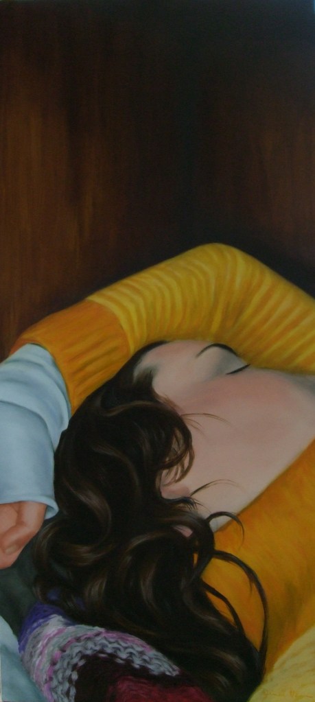 In the bunk, oil on board, 93 x 42cm, image