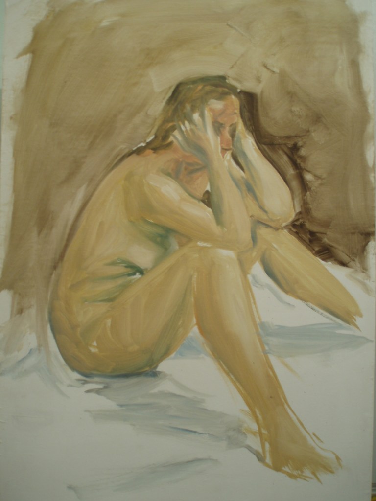 Model on the Floor, oil on paper, image