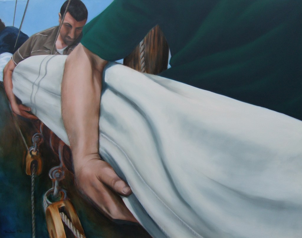 Stowing Sails, oil on canvas, 90cm x 114.5cm, image