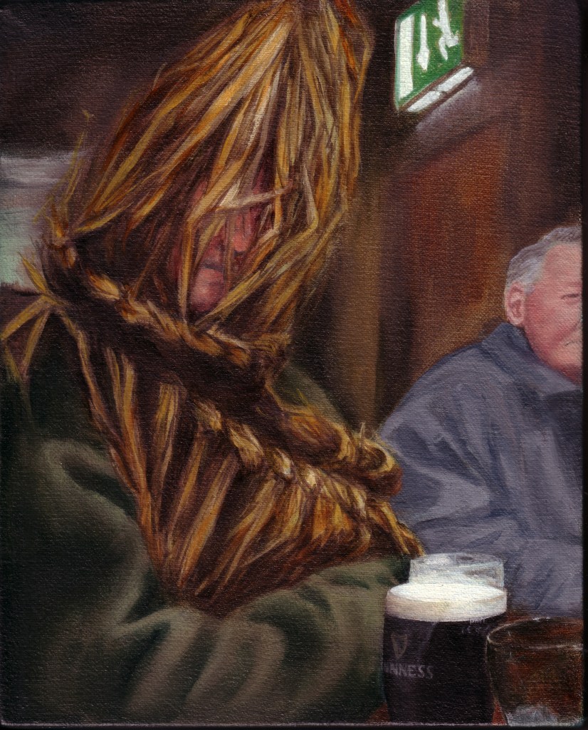 Straws and Pints, oil on canvas, !0" x 8", image