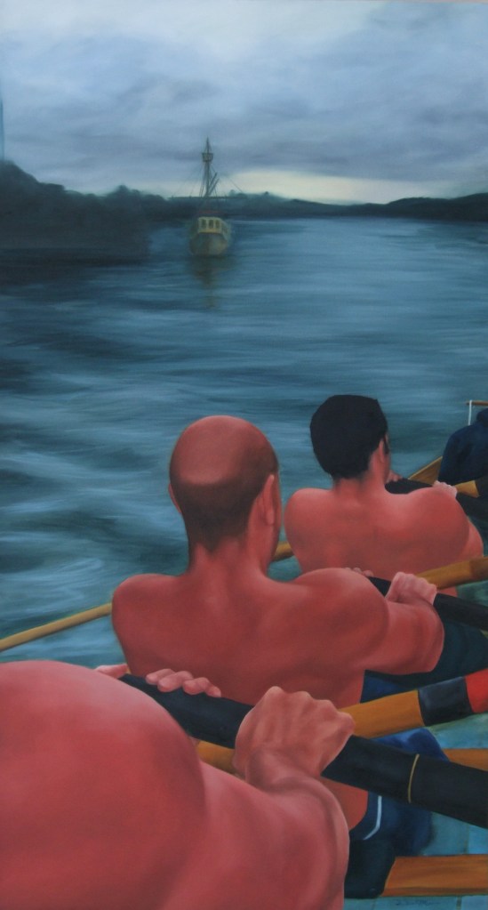 Stroke side, cornish gig Isambard, Bristol, oil on canvas, 130 x 70cm