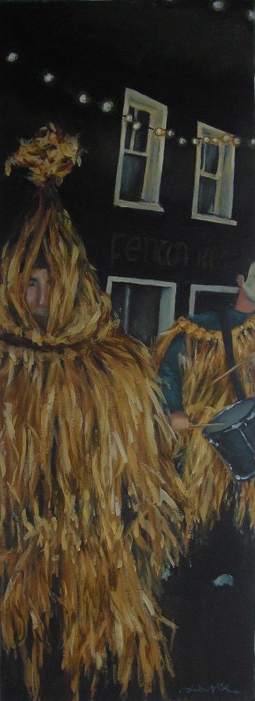 Wren on Green St I, oil on board, image