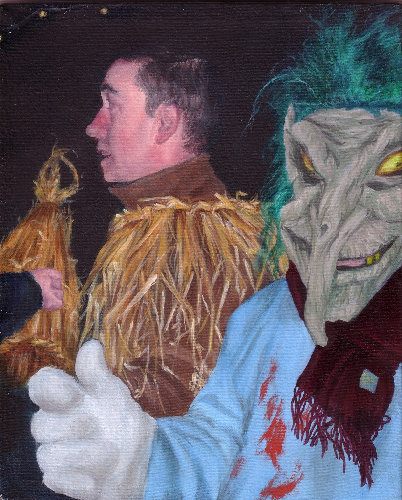 Wrenboys, 09,10x8in, oil on canvas, image