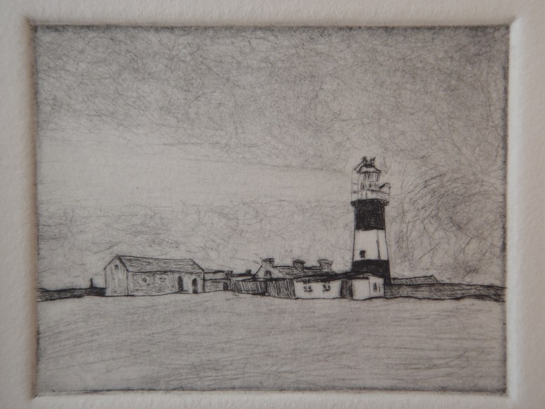Teach Solais ar Oileán Thoraí, copperplate drypoint , 78mm x 60mm, image